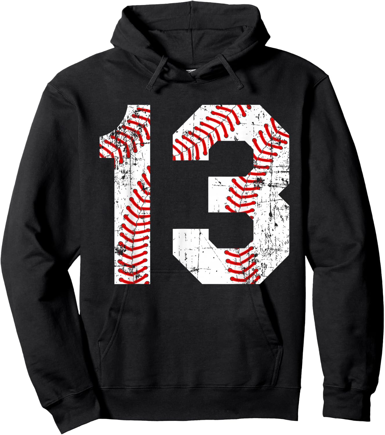Vintage Baseball 13 Jersey Number Hoodie - Hoodie | Black
