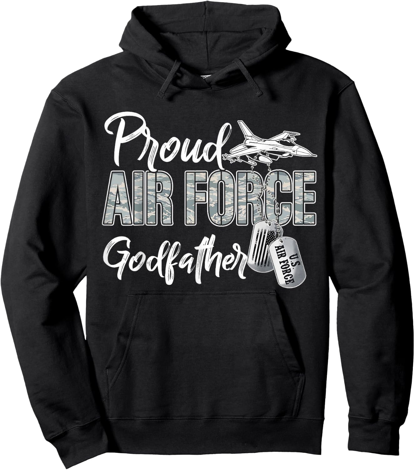 Proud Air Force Godfather US Military Family Matching Hoodie - Hoodie | Black