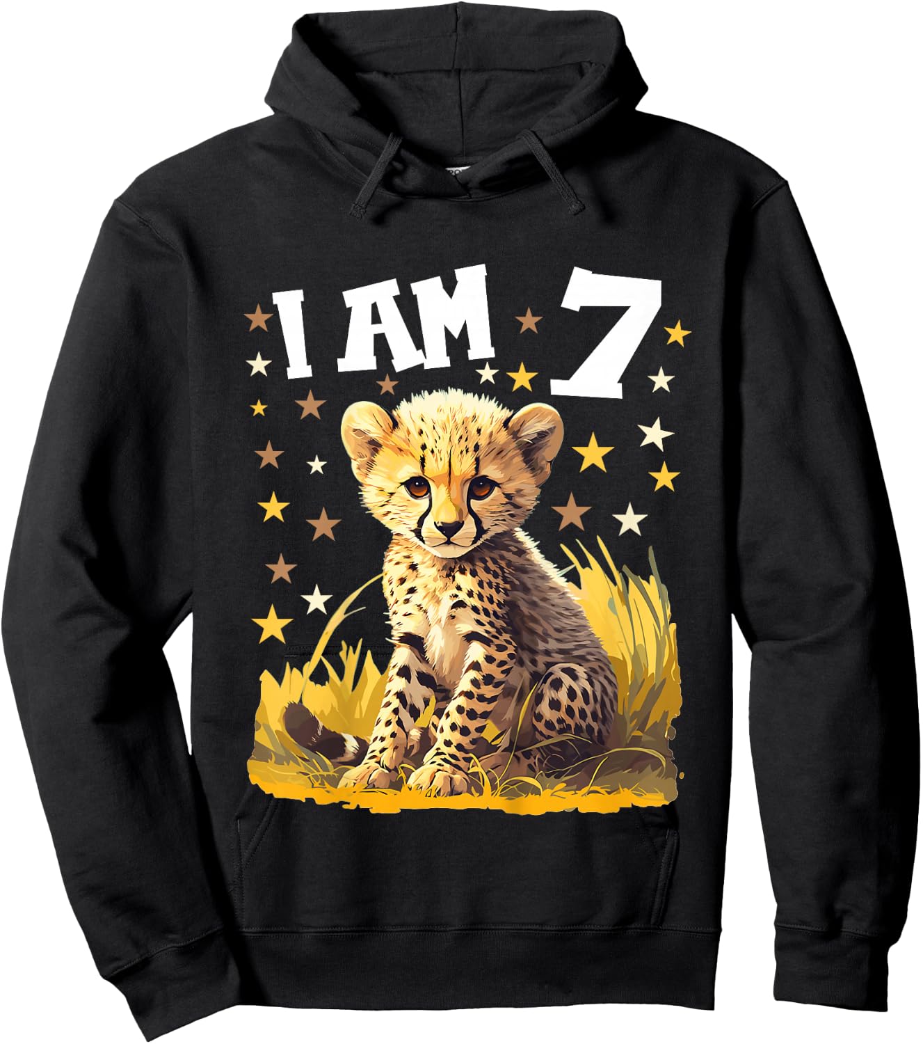 7 Years old 7 birthday Cheetahs Boy Girl Cheetah Hoodie - Hoodie | Black
