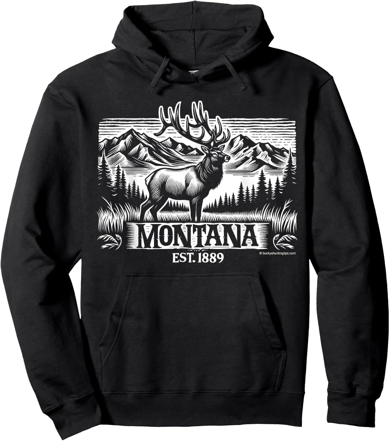 Montana - Elk Est. 1889 Rocky Mountain Elk Hoodie - Hoodie | Black