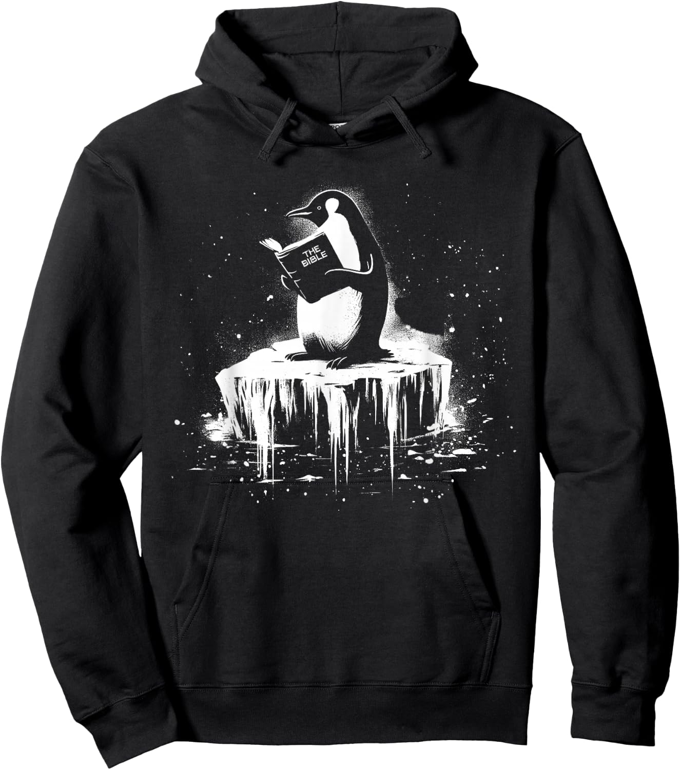 Penguin Reading The Bible - Vintage Christian Religious Hoodie - Hoodie | Black