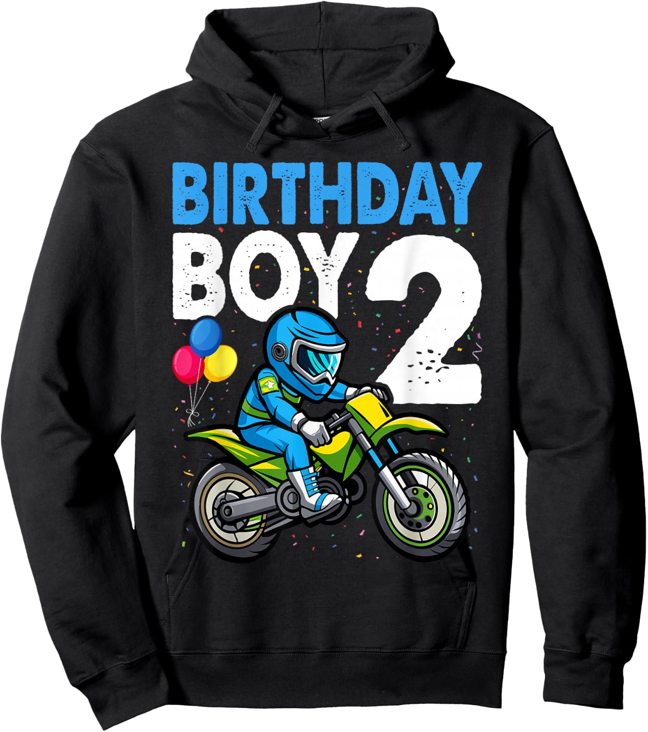 Kids Motocross MX 2nd 2 Year Old Dirt Bike Birthday Par Hoodie - Hoodie | Black