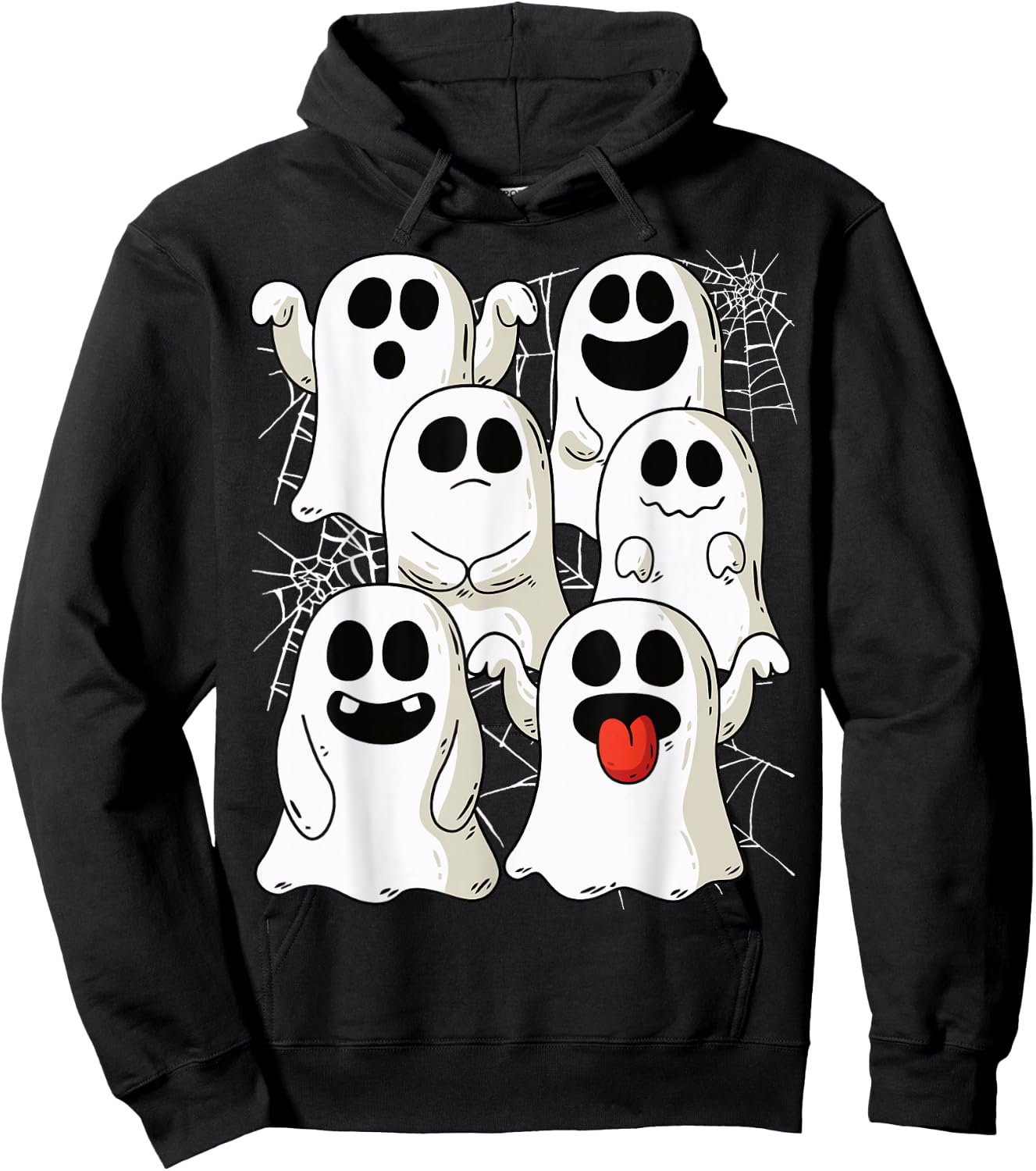 Halloween Ghost & Ghost Outfit with Spider Webs , black Hoodie - Hoodie | Black