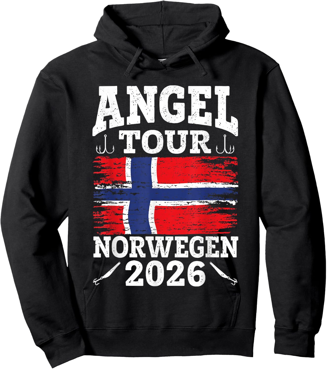 Angel Tour Norway 2026 Fishing Team Norway Flag Angler , black, S Hoodie - Hoodie | Black