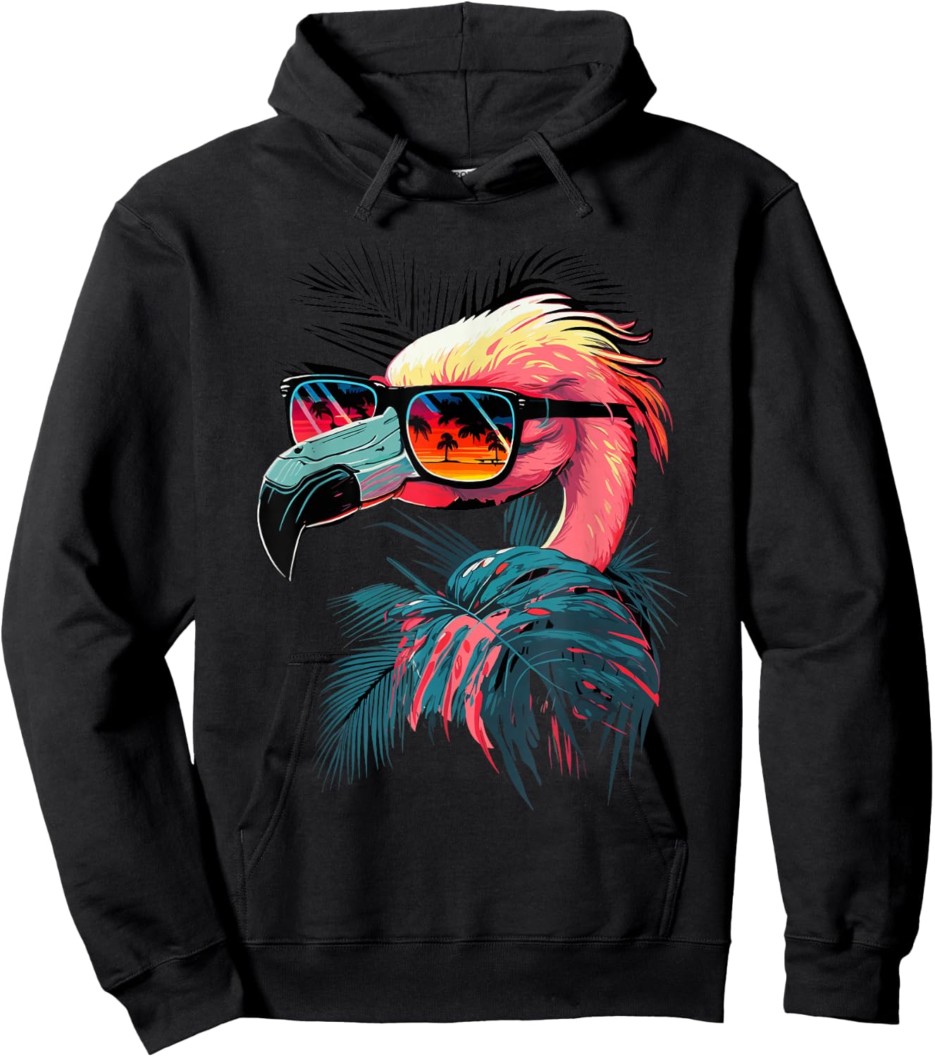 Retro Sunglasses Flamingo Kids Funny Flamingo Hoodie - Hoodie | Black