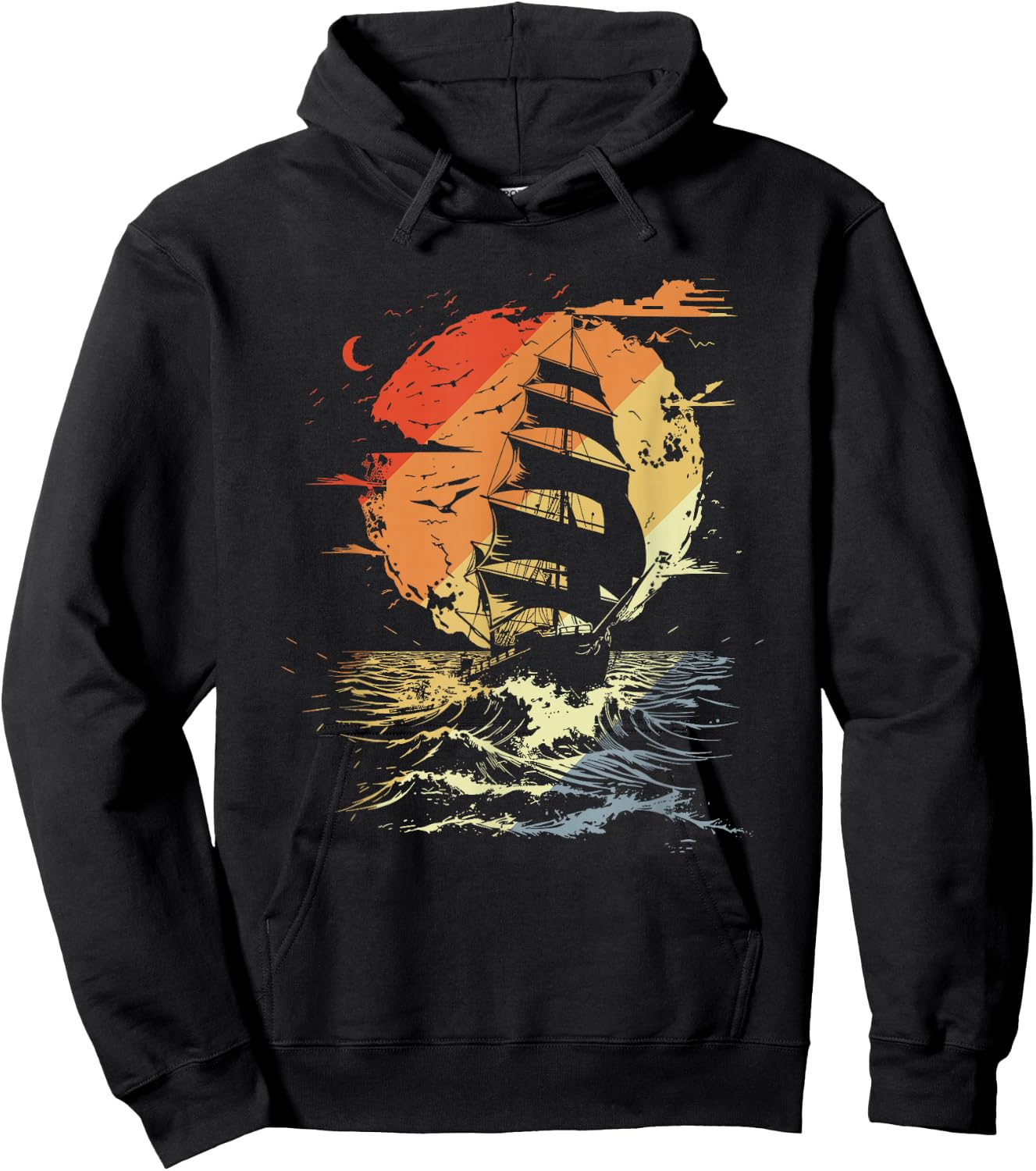 Retro Segelgrafik Segler Segelschiff Hoodie - Hoodie | Black