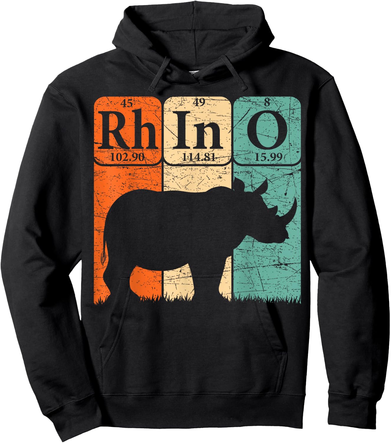 Rhino Periodic Table Elements Rhino Lover Rhinoceros Retro Hoodie - Hoodie | Black