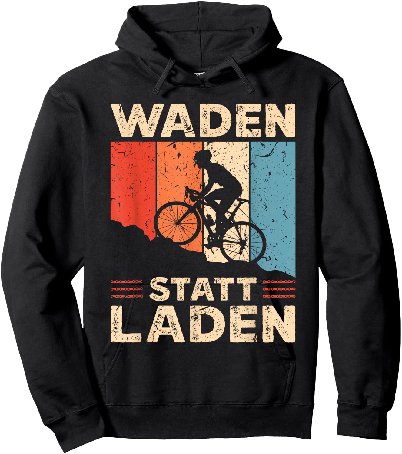 Funny Cyclist Saying Waden Instead of Shop Retro Bicycle , black Hoodie - Hoodie | Black