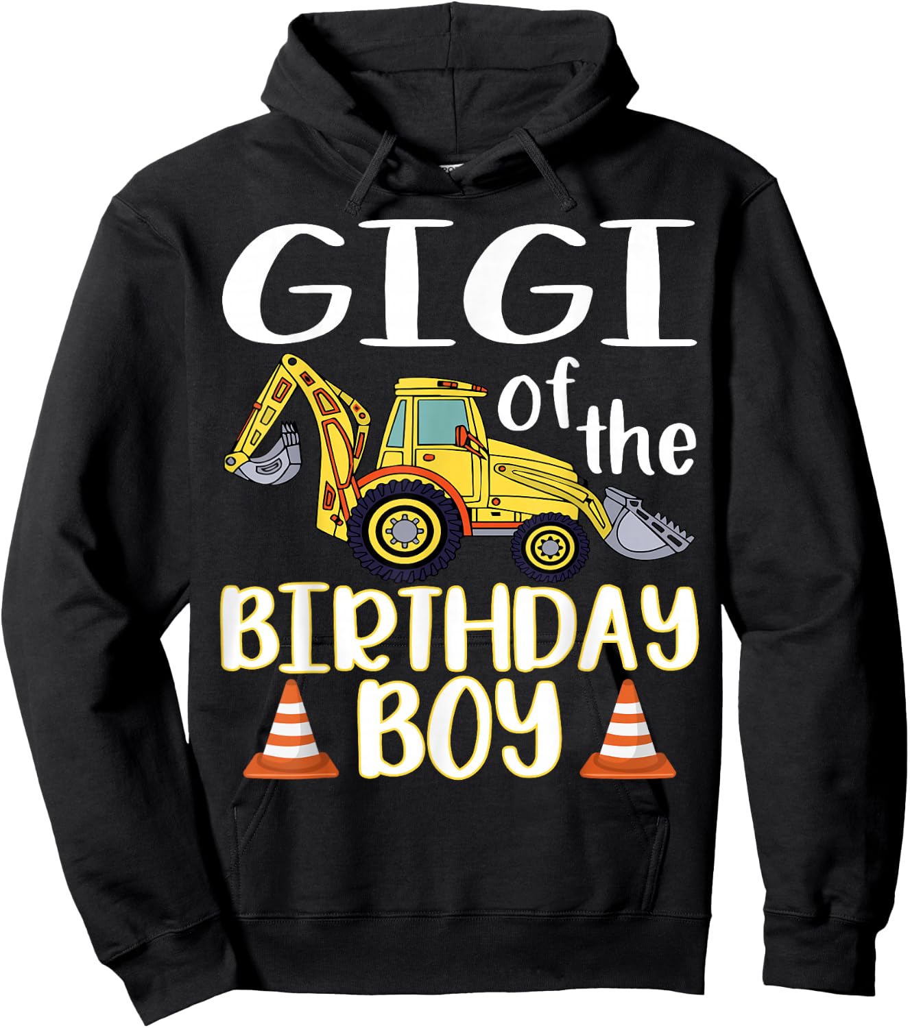 Gigi of The Birthday for Boy Excavator Construction Truck Hoodie - Hoodie | Black