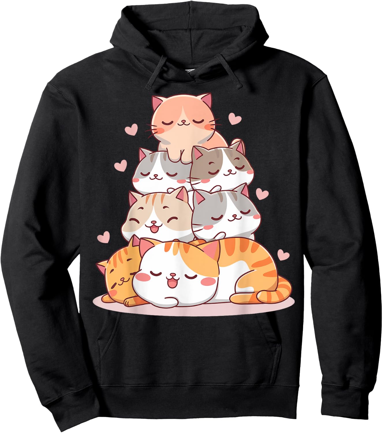 Cat Cute Kitty Anime Kawaii Gifts Women Cat Lover Hoodie - Hoodie | Black