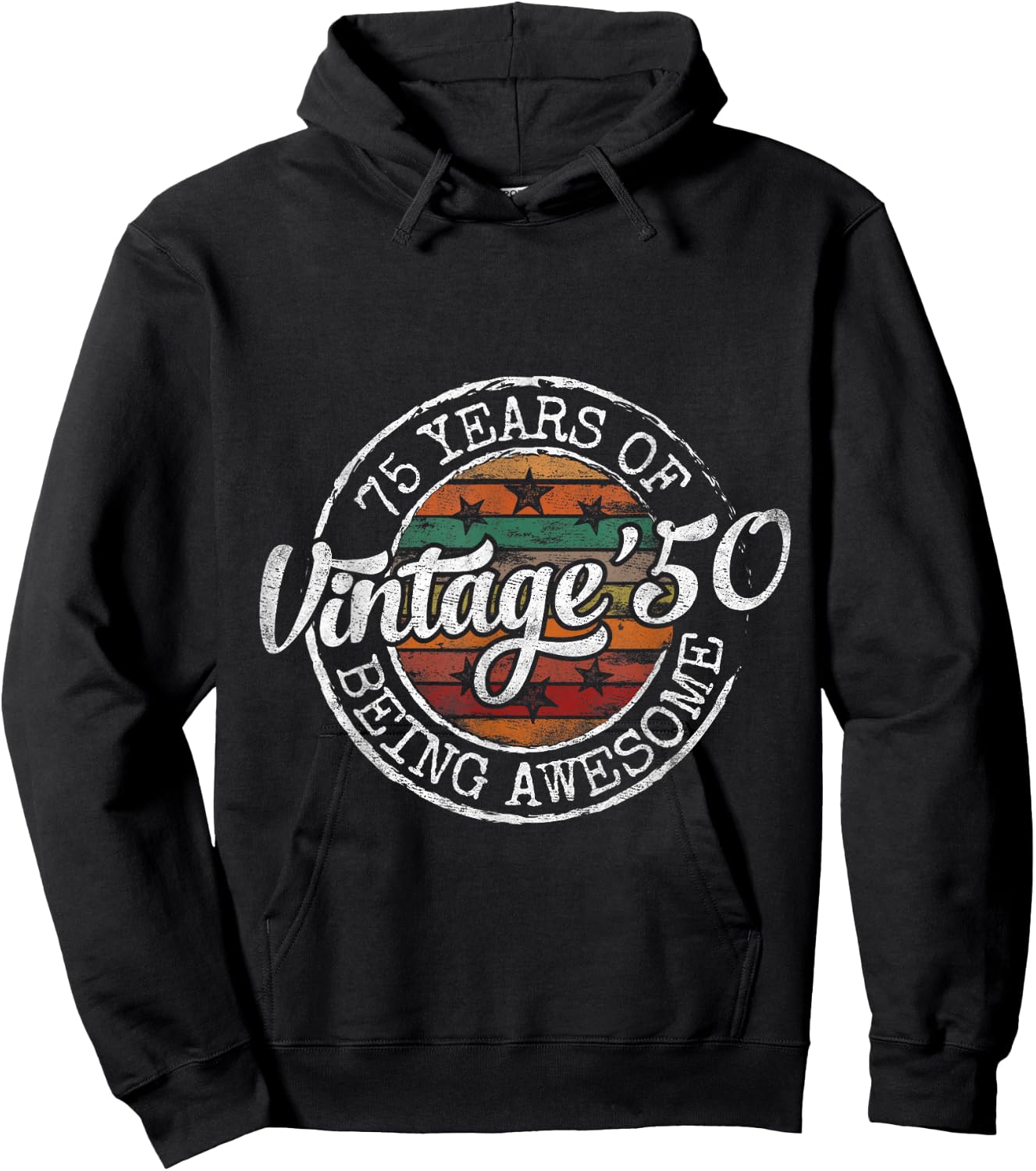 Vintage 1950 Bday Stamp 75th Birthday Gifts 75 Year Old Hoodie - Hoodie | Black