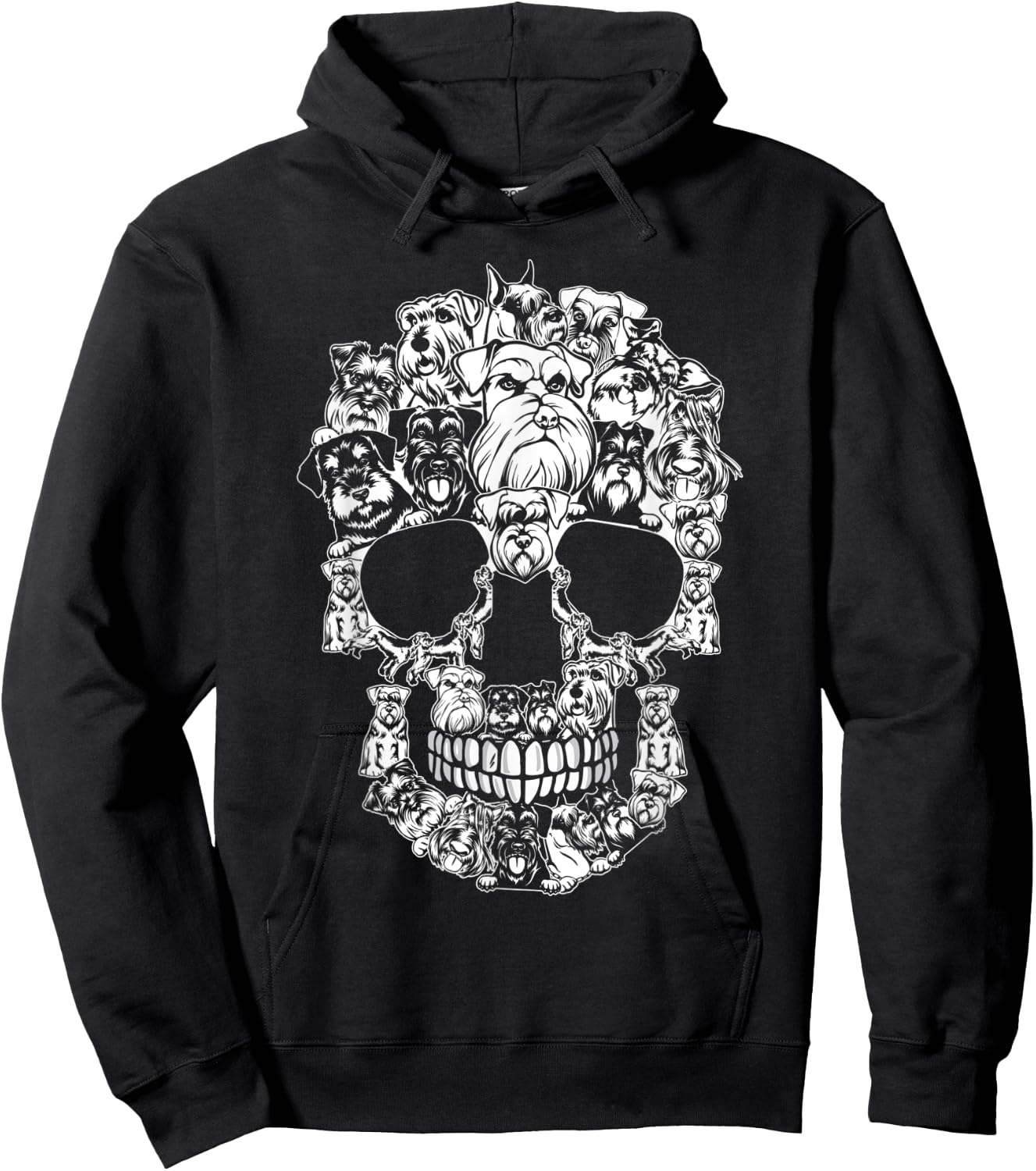 Matching Family Schnauzer Dog Skull Costume Halloween Women Kids Hoodie - Hoodie | Black