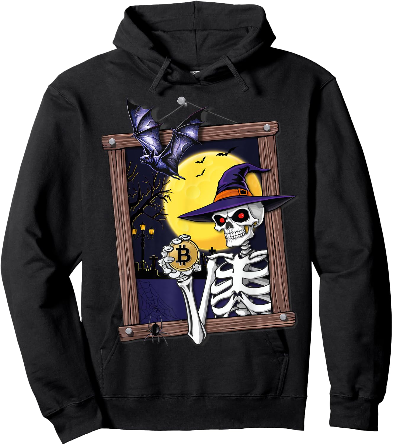 Funny Bitcoin Halloween Skeleton Spooky Crypto Hoodie - Hoodie | Black