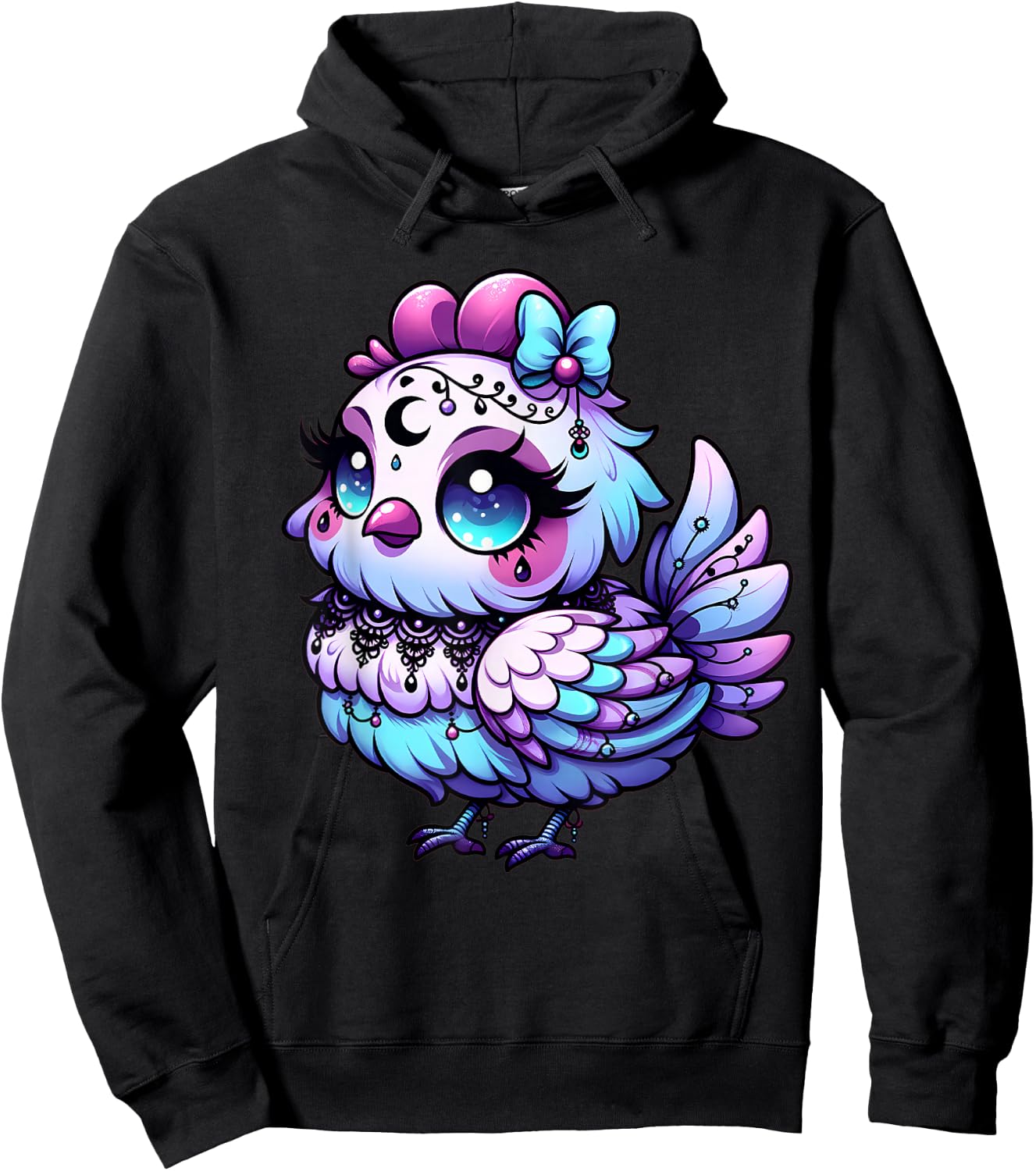 Pastel Goth Chicken Aesthetic Farm Animal Kawaii Occult Hoodie - Hoodie | Black