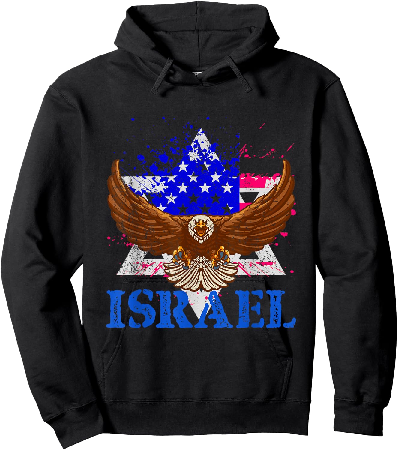 Patriotic Jewish America USA Flag Israel Hoodie - Hoodie | Black