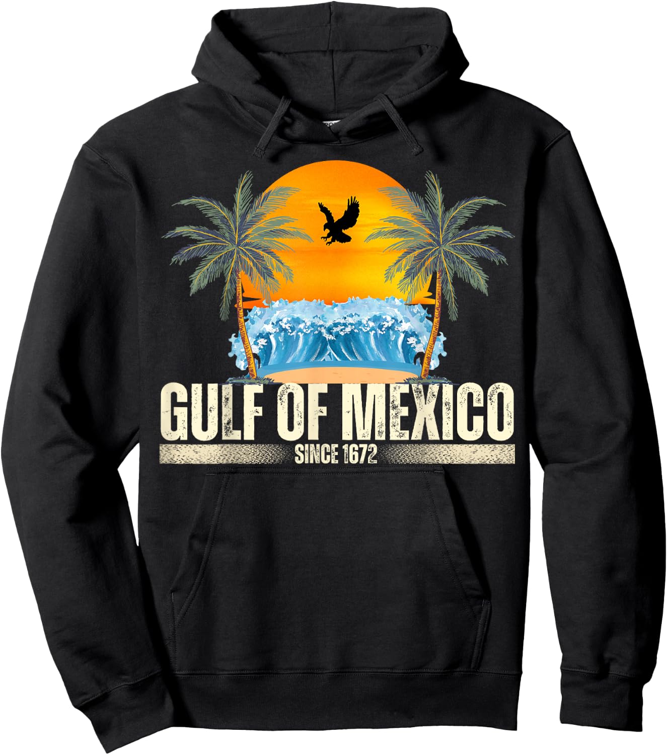 Gulf of Mexico Since 1672 Vintage Beach Gulf of Mexico Retro Hoodie - Hoodie | Black