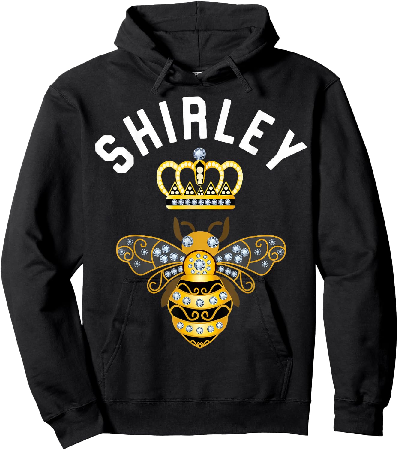 Shirley Name Shirley Birthday Gifts Queen Crown Bee Shirley Hoodie - Hoodie | Black