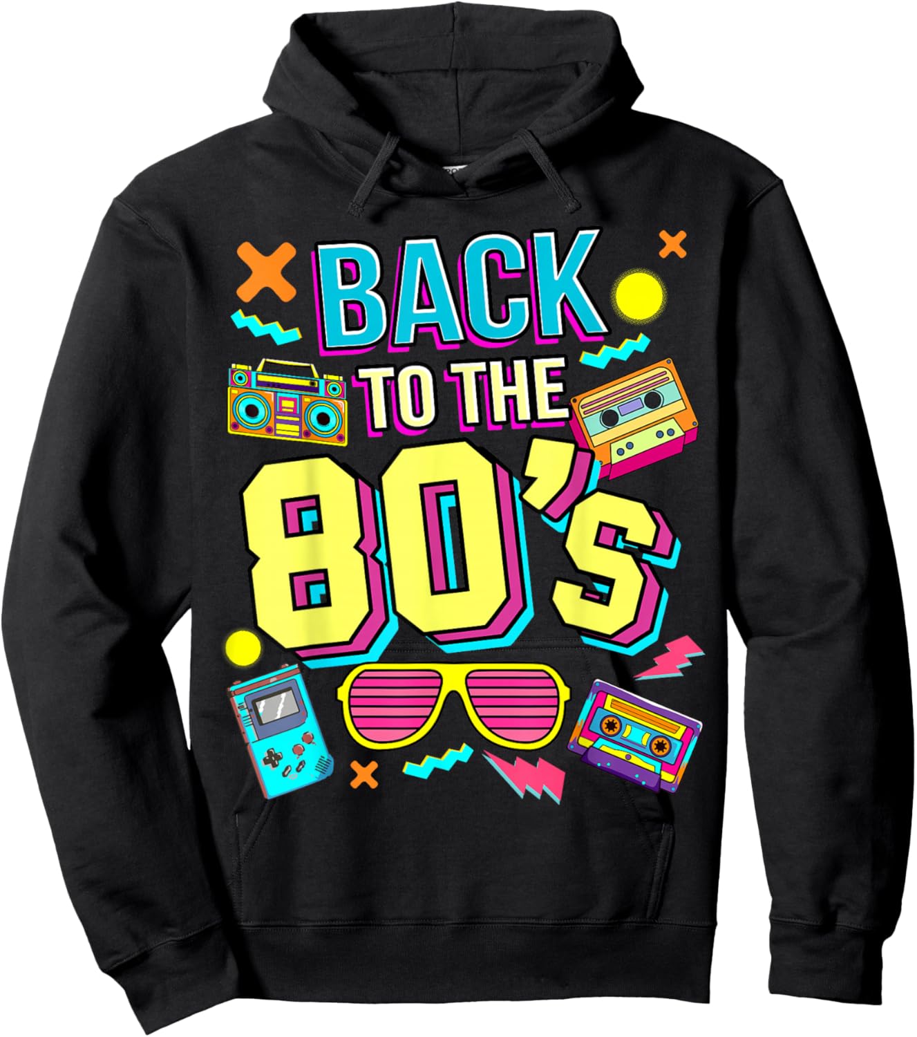 Back To 80's 1980s Vintage Retro Eighties Costume Party , black Hoodie - Hoodie | Black