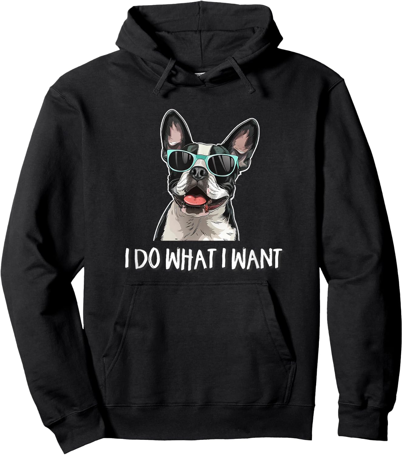 Funny Do What I Want Sunglasses Boston Terrier Dog Lover Hoodie - Hoodie | Black