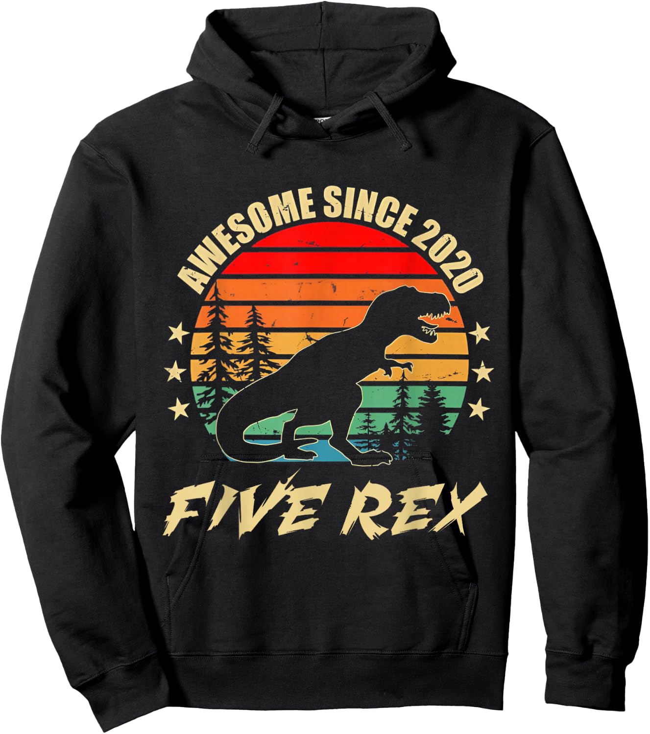 5 Year Old 5th Birthday Boy T Rex Dinosaur Hoodie - Hoodie | Black