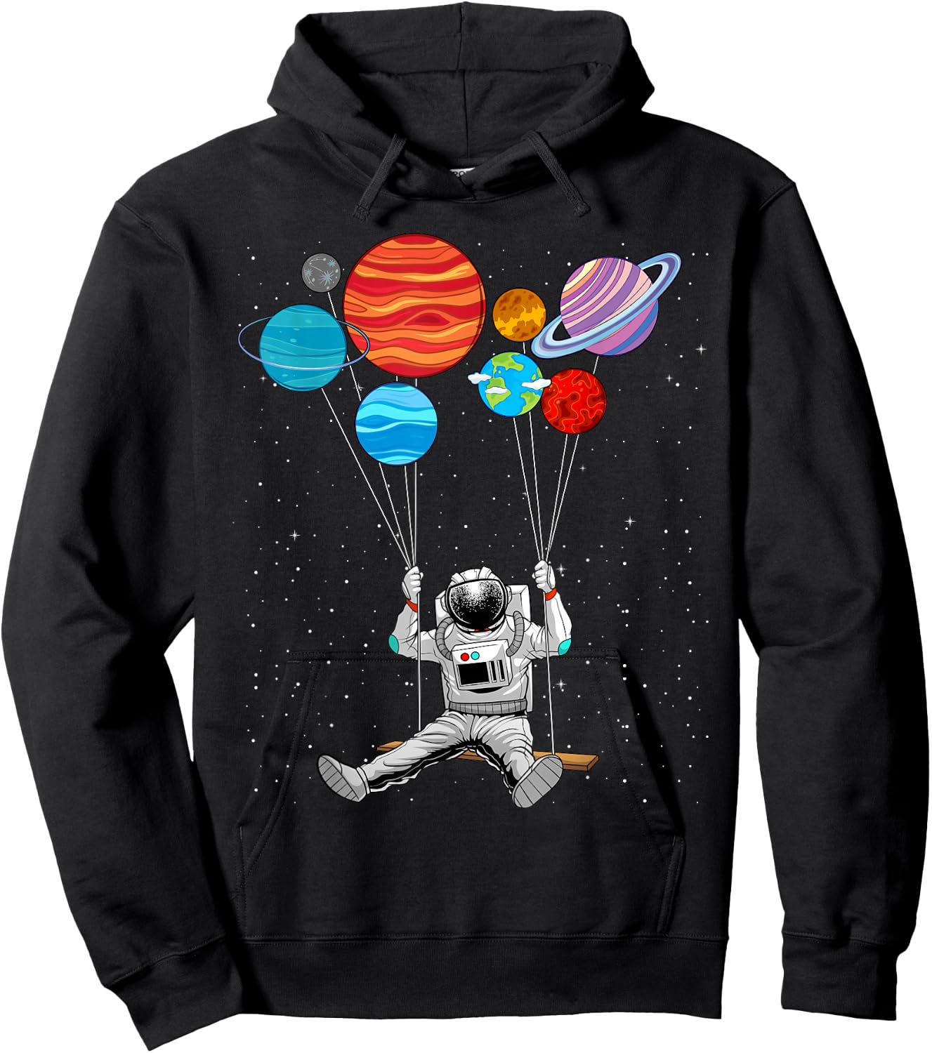 Astronaut With Planets In Hand Art Women Outer Space Hoodie - Hoodie | Black