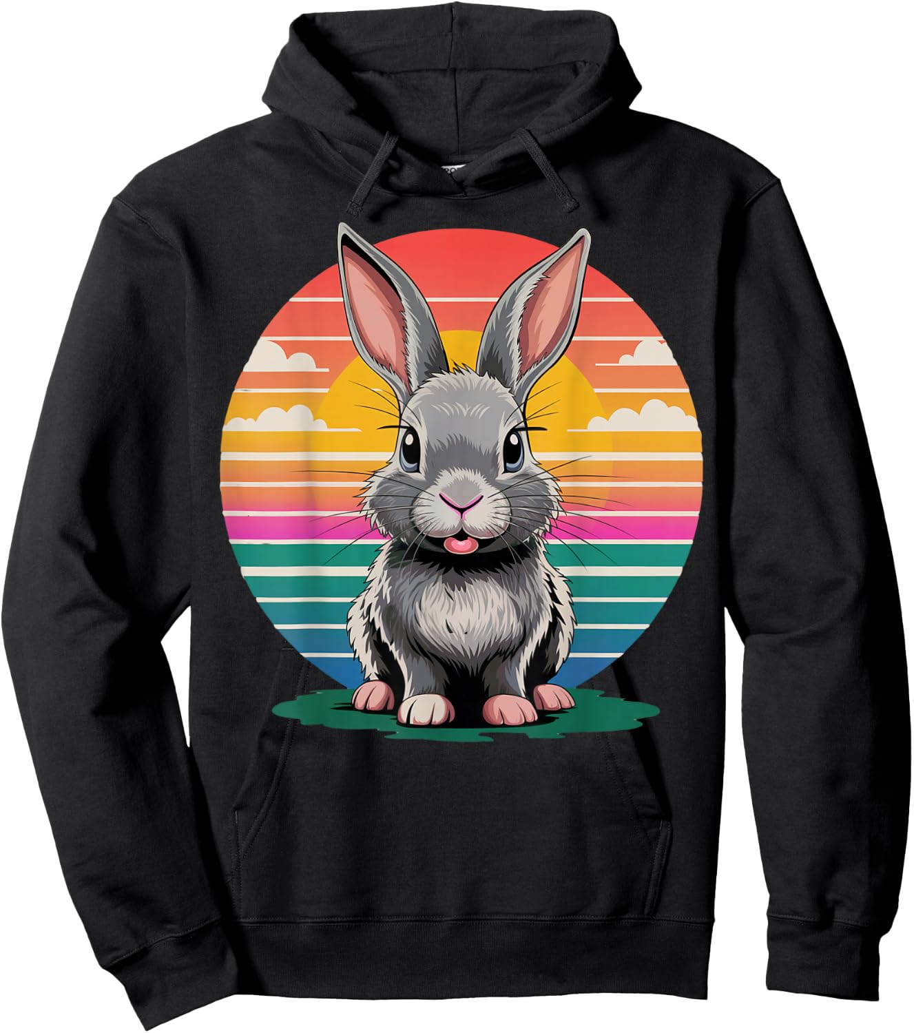 Retro Bunny Rabbit Vintage Nature Lover Gifts Women Hoodie - Hoodie | Black
