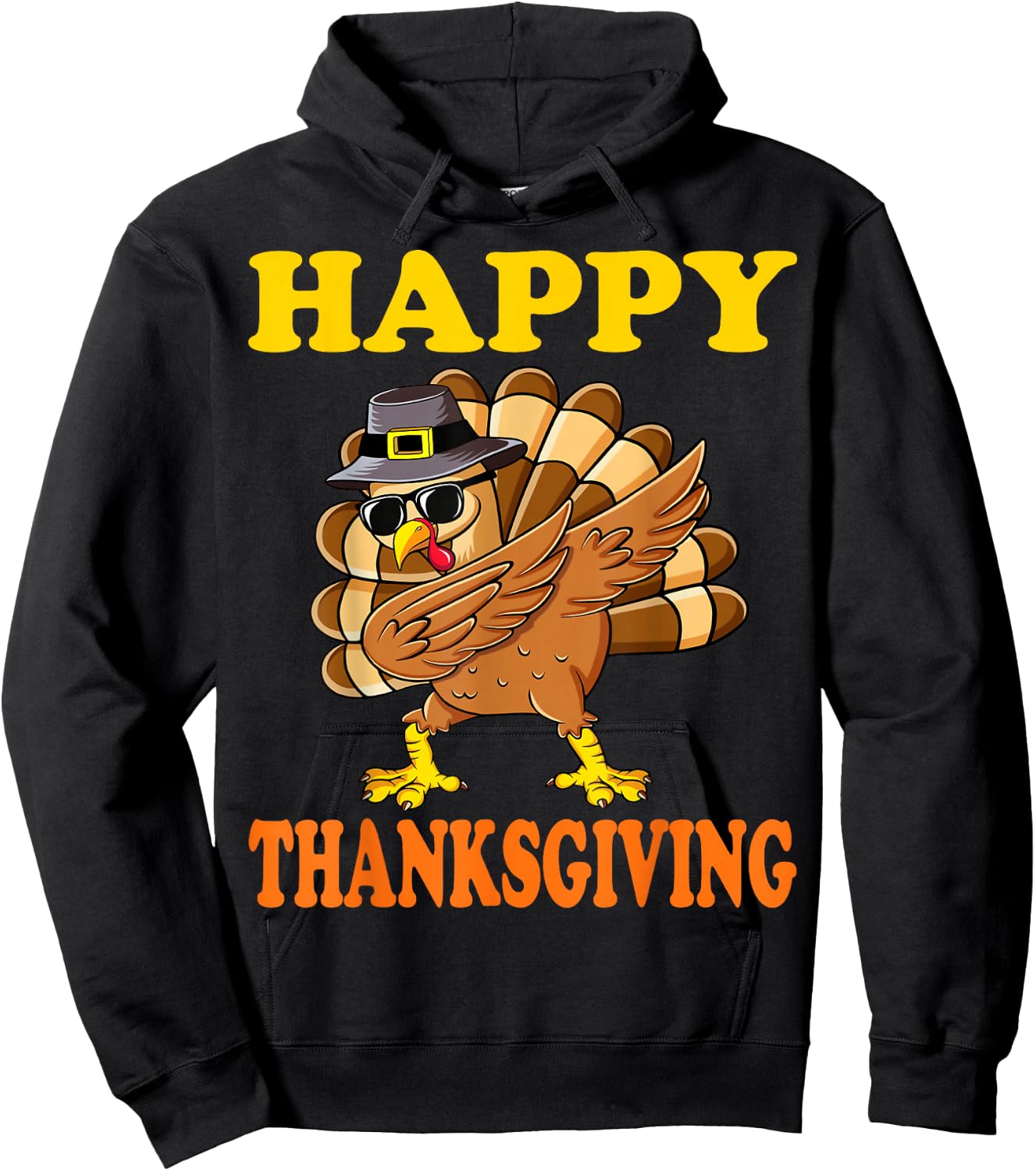 Happy Thanksgiving Funny Turkey Family Dinner Thanksgiving Hoodie - Hoodie | Black