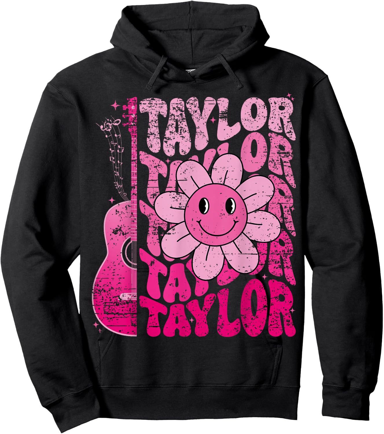 Taylor First Name I Love Taylor Girl Groovy 80's Vintage Hoodie - Hoodie | Black