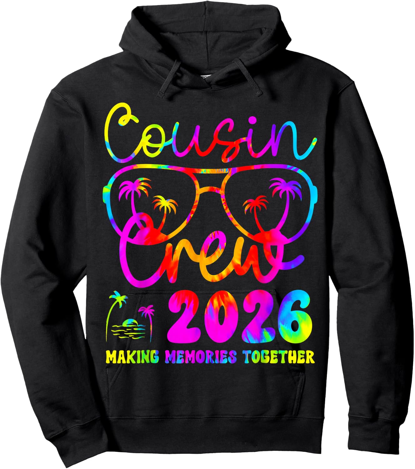 Cousin Crew 2026 Summer Vacation Beach Family Trip Matching Hoodie - Hoodie | Black