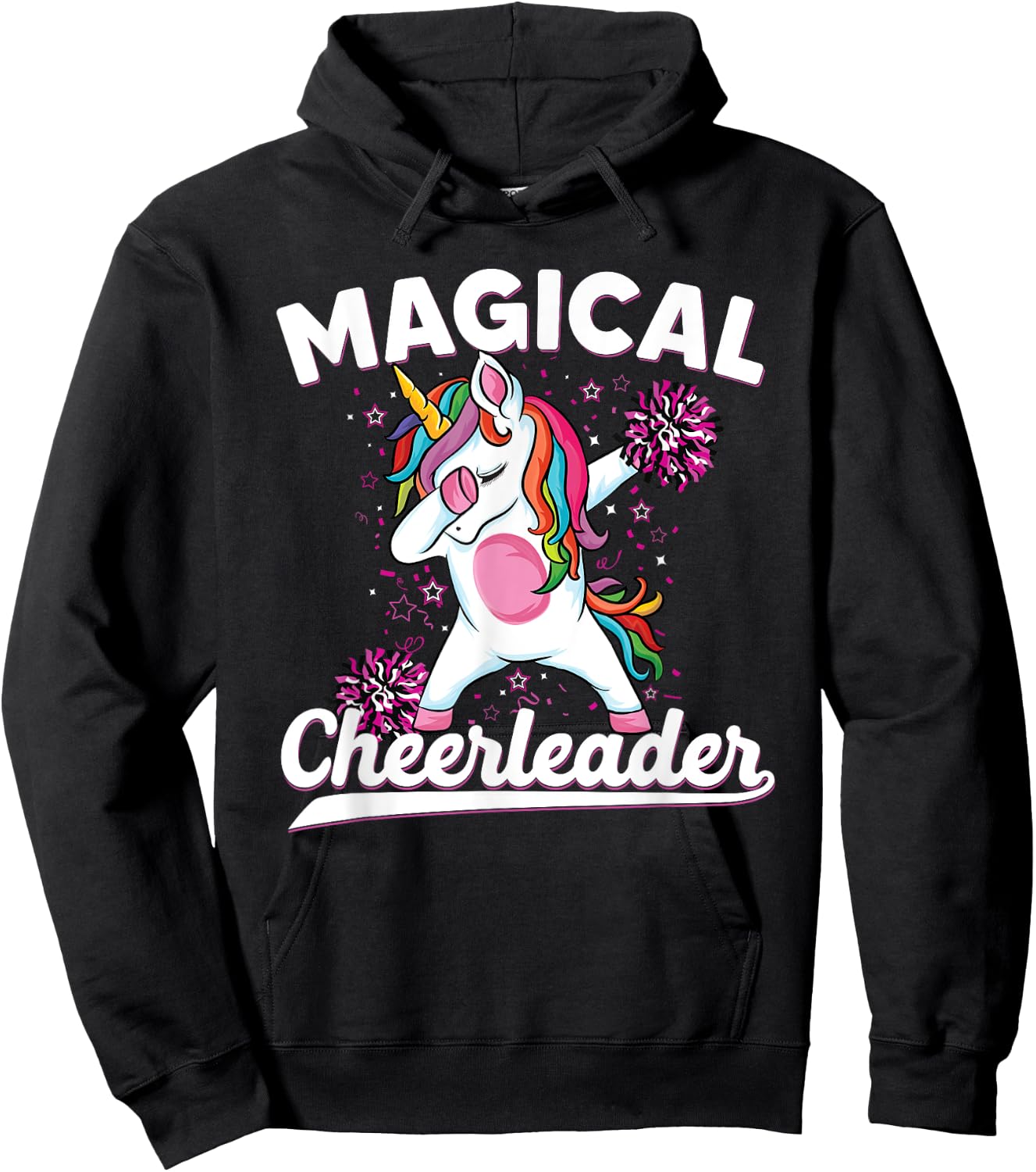 Magical cute dabbing unicorn cheerleader Funny Cheerleading Hoodie - Hoodie | Black