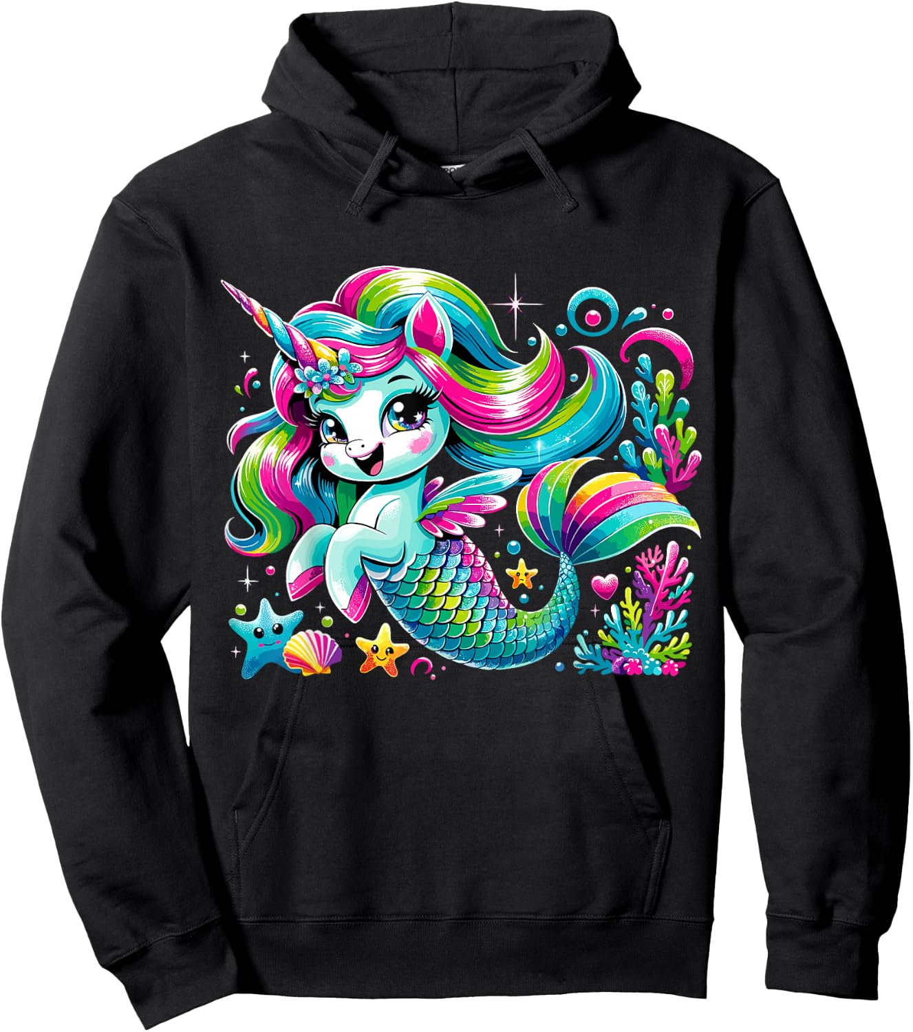 Cute Unicorn Mermaid Mermicorn Hoodie - Hoodie | Black