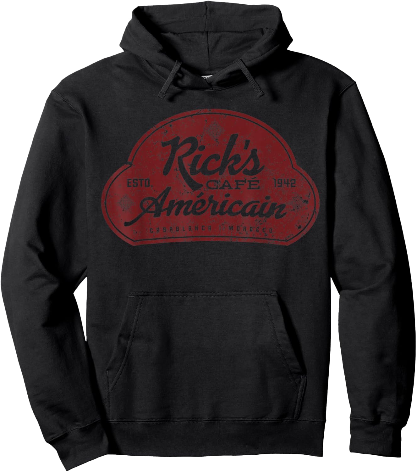 Vintage Ricks Coffee Americain 1942 Distressed Hoodie - Hoodie | Black