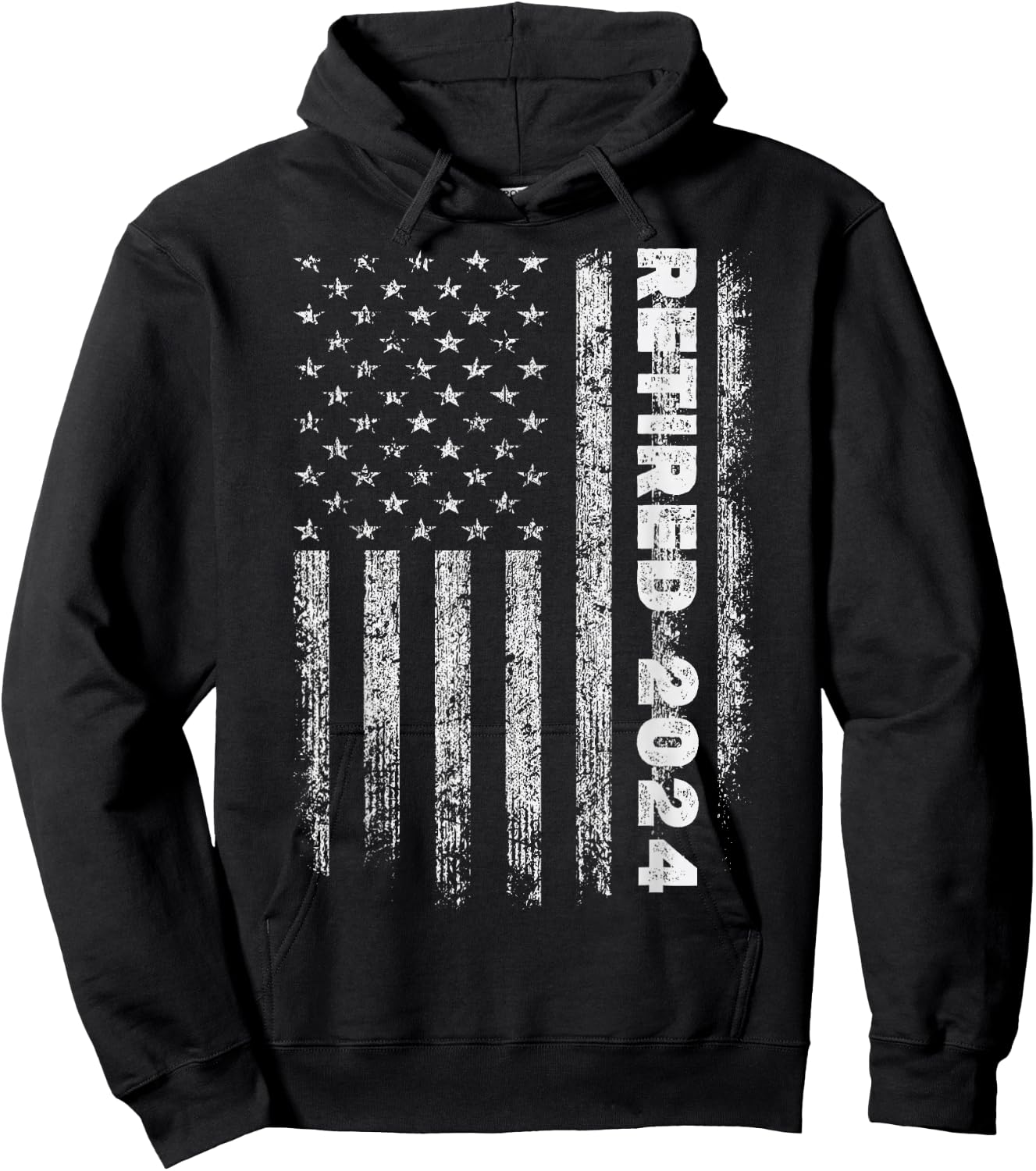 Retired 2024 us american flag for retirement and pensioner Hoodie - Hoodie | Black