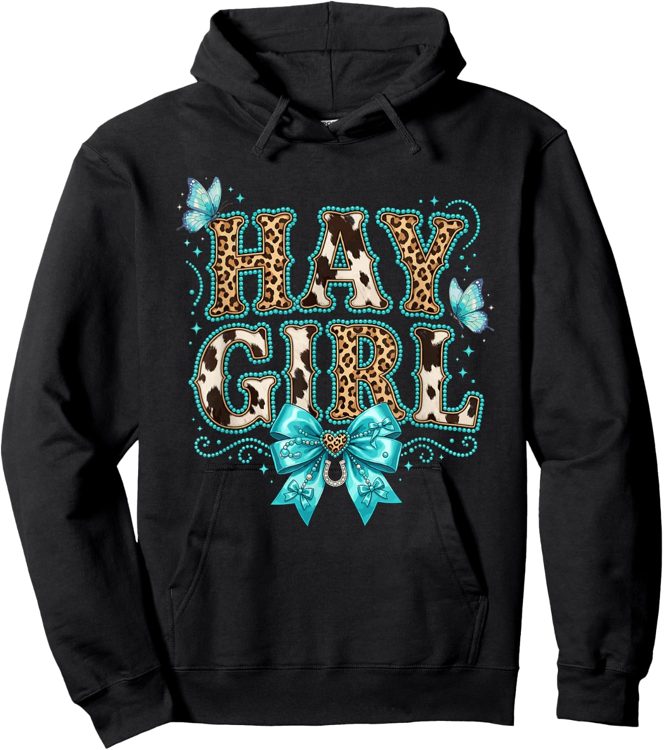 Cowgirl Leopard Cow Print Hoodie - Hoodie | Black