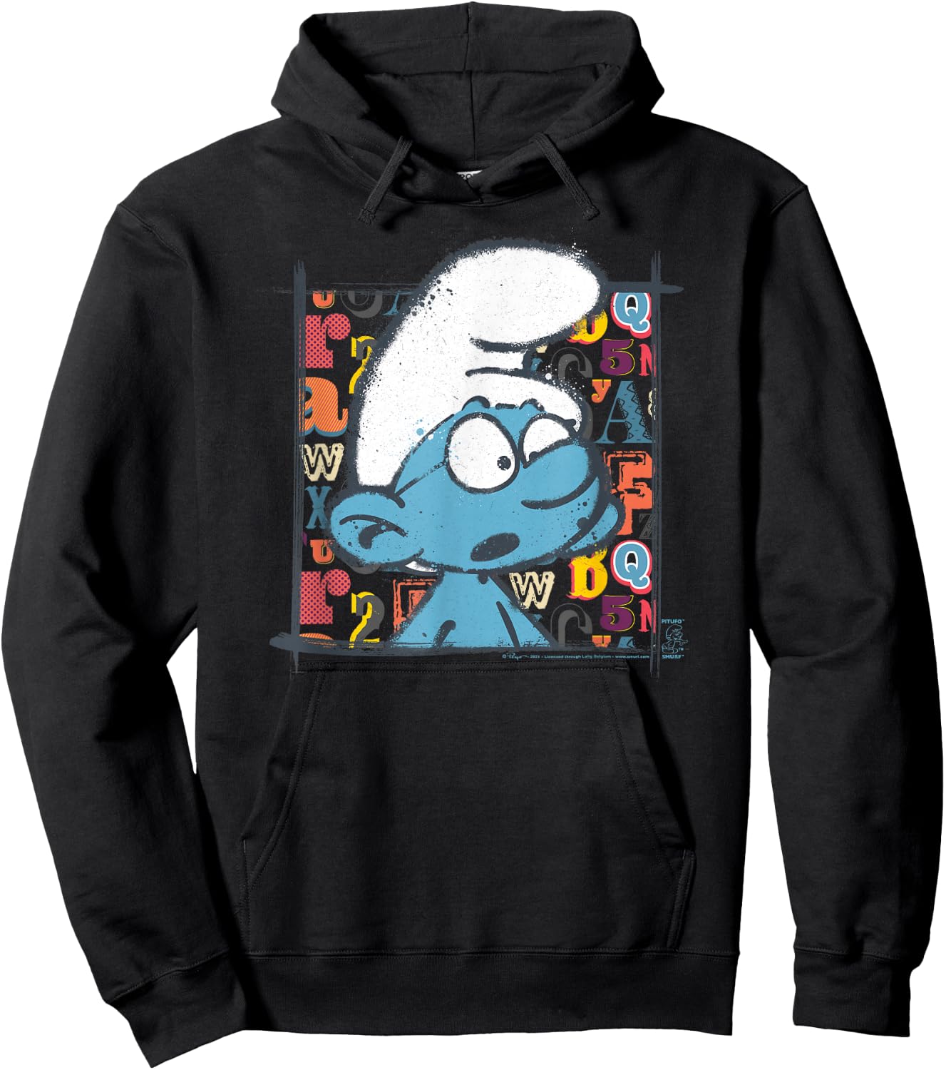 The Smurfs Brainy Alphabet Background Hoodie - Hoodie | Black