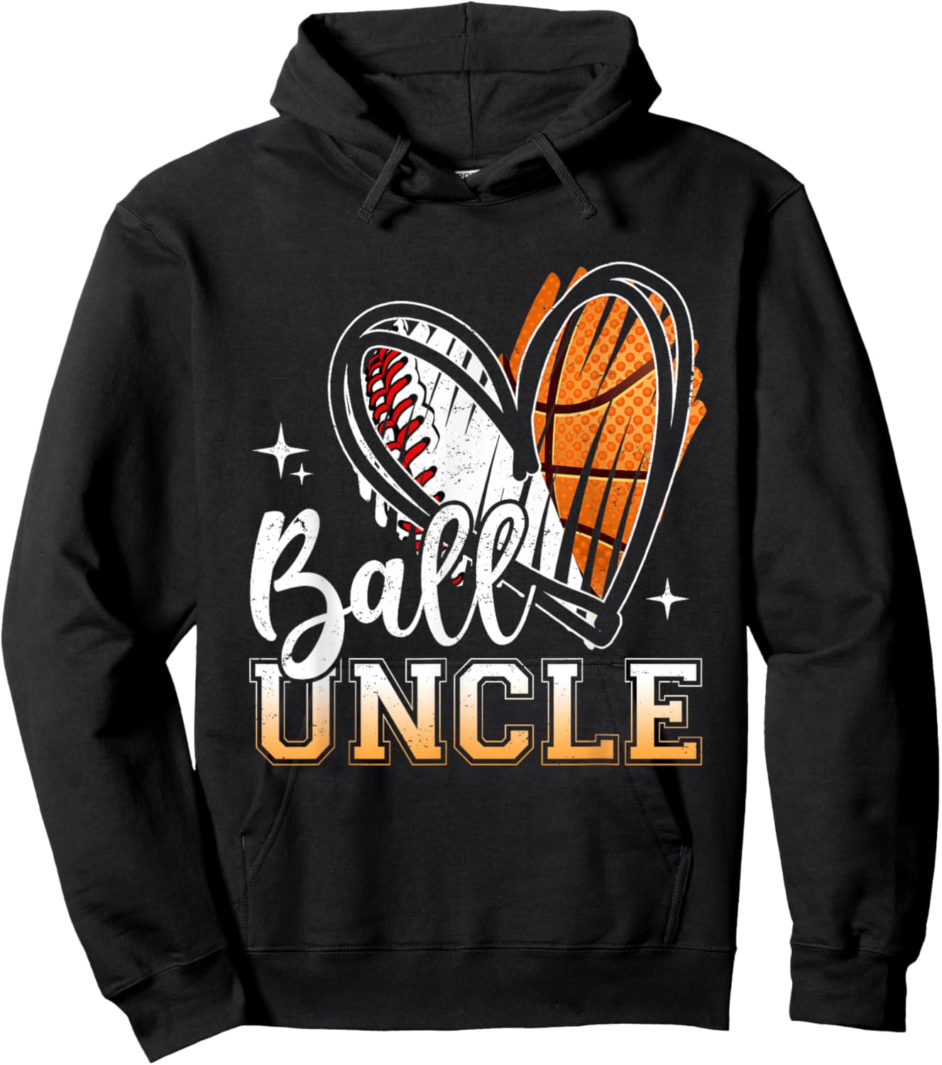 Ball Uncle Baseball Basketball Uncle Fathers Day Hoodie - Hoodie | Black