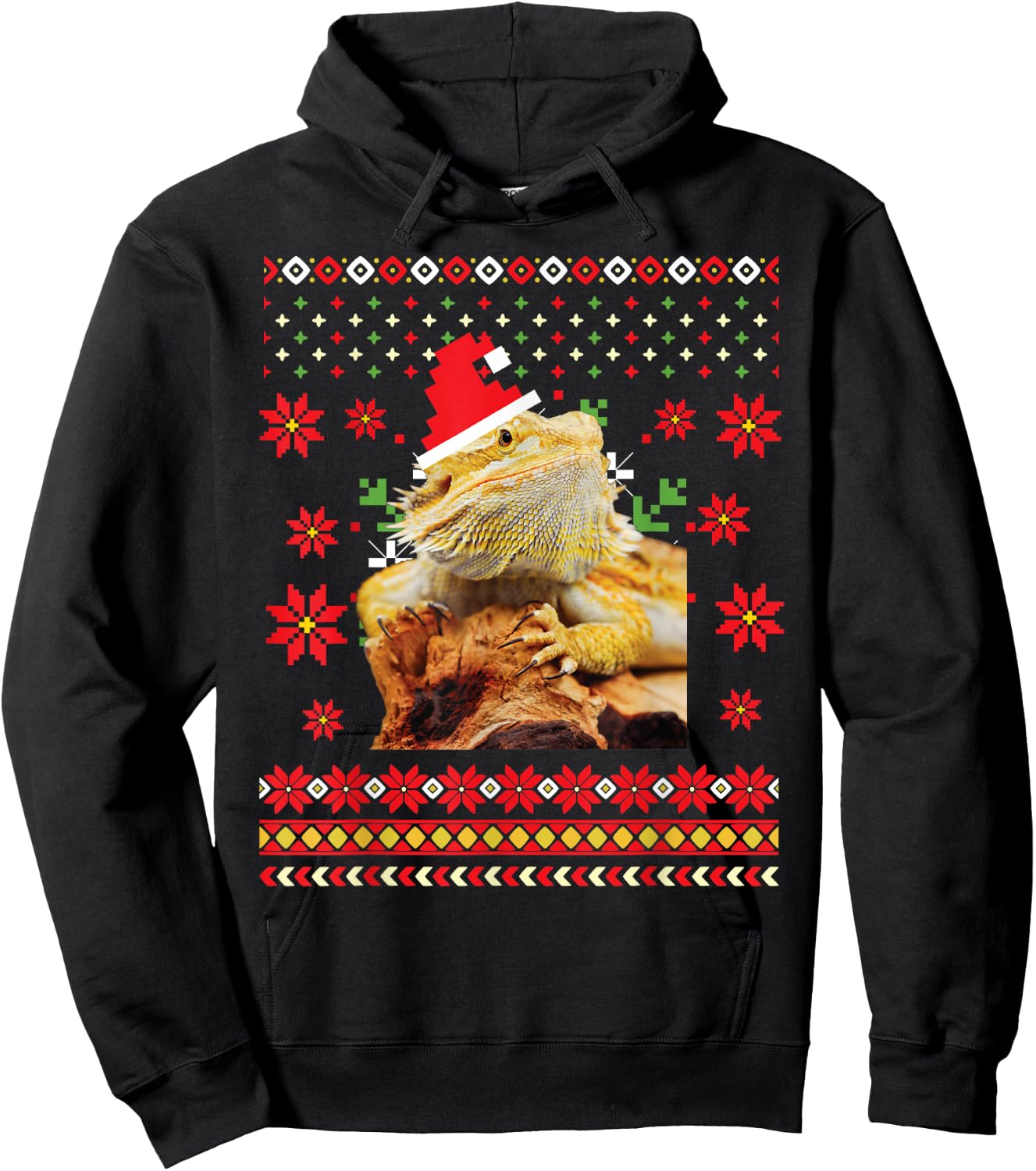 Bearded Dragon Ugly Christmas Sweater Hoodie - Hoodie | Black