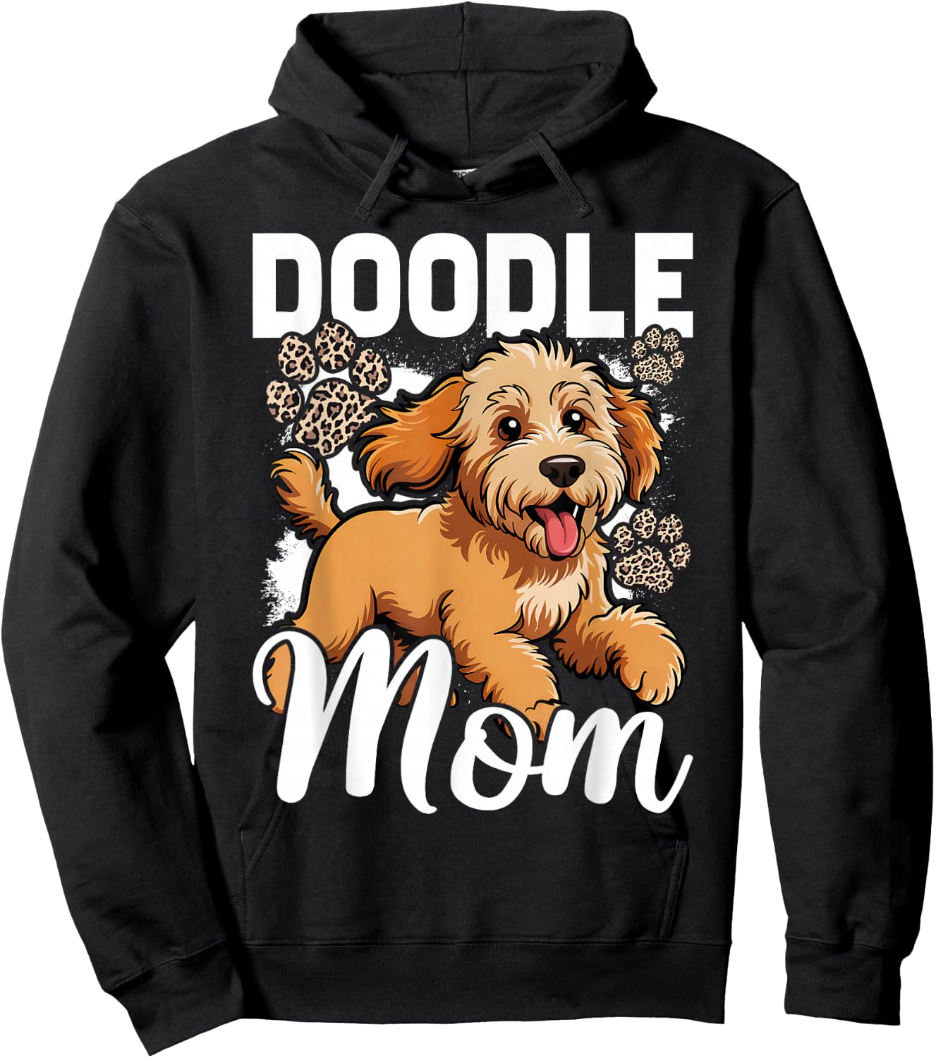 Vintage Doodle Mom Bleached Leopard Golden Doodle Mom Hoodie - Hoodie | Black