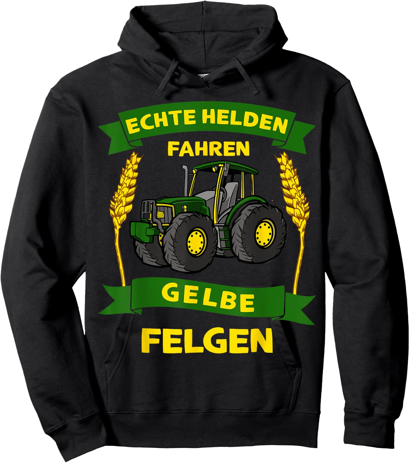 Bauer Landwirt Echte Helden Fahren Gelbe Felgen Traktor Hoodie - Hoodie | Black