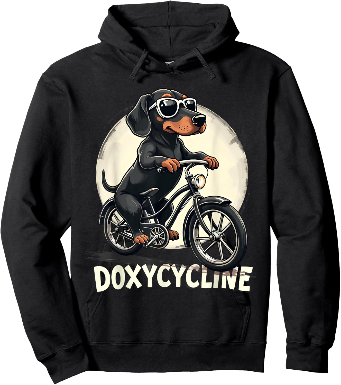 Doxycycline Pharmacy Funny Dachshund On Bicycle Pharmacist Hoodie - Hoodie | Black