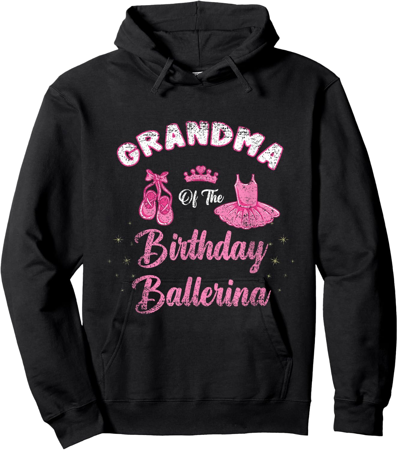 Grandma Of The Birthday Ballerina Vintage Hoodie - Hoodie | Black