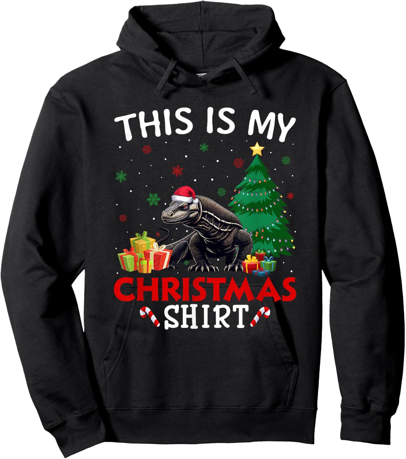 This is My Komodo Dragon Santa Hat Christmas Pajama Hoodie - Hoodie | Black