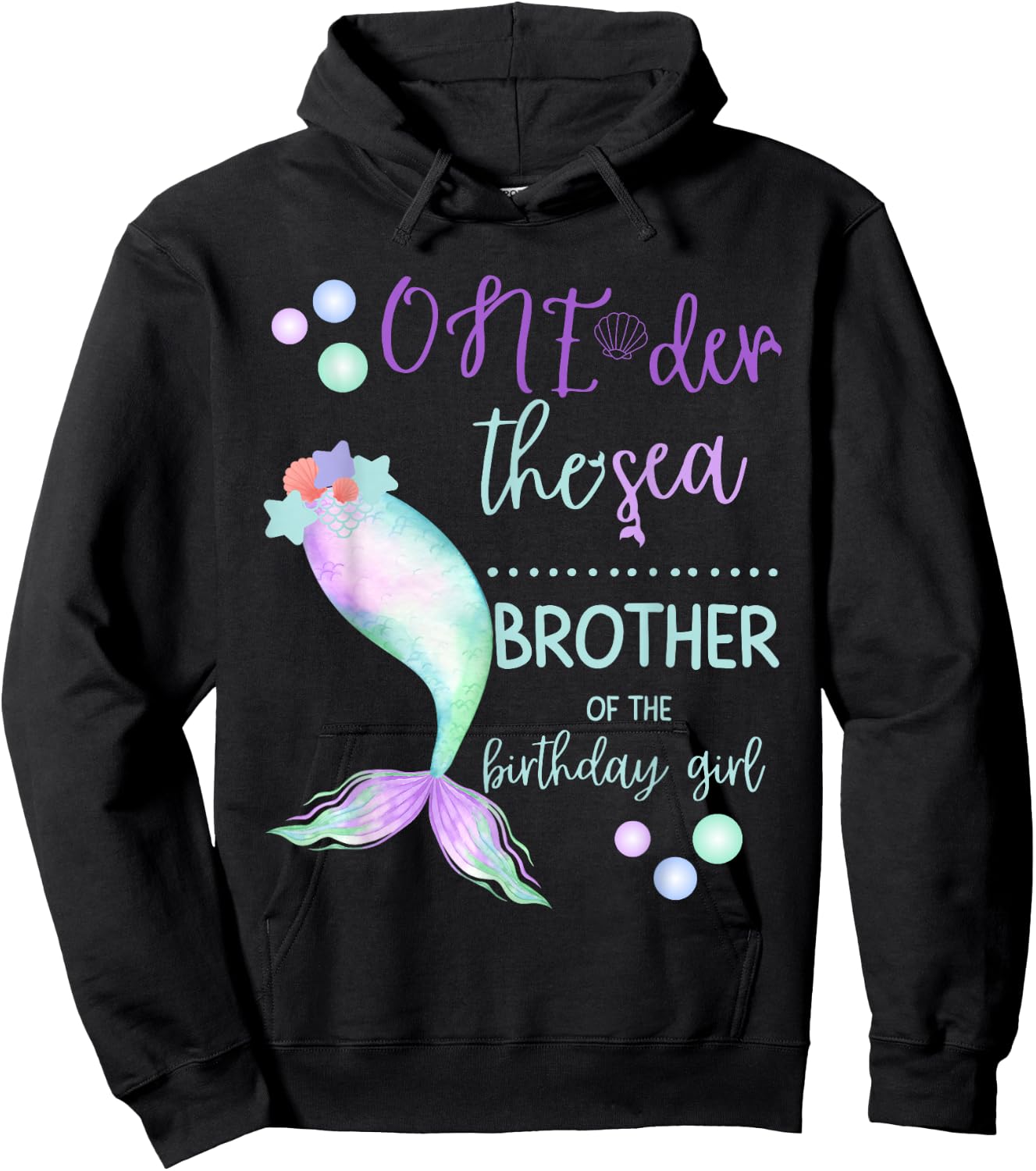 Brother 1st Birthday Mermaid Oneder The Sea Family Matching Hoodie - Hoodie | Black