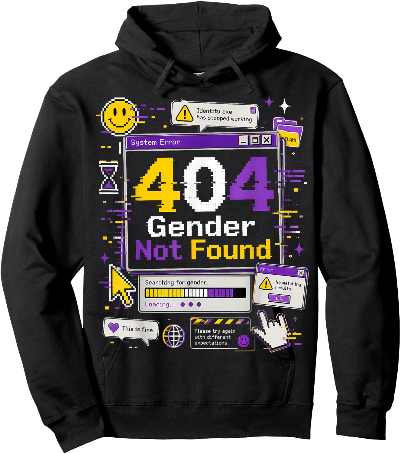 Non Binary Error 404 Gender Not Found Hoodie - Hoodie | Black