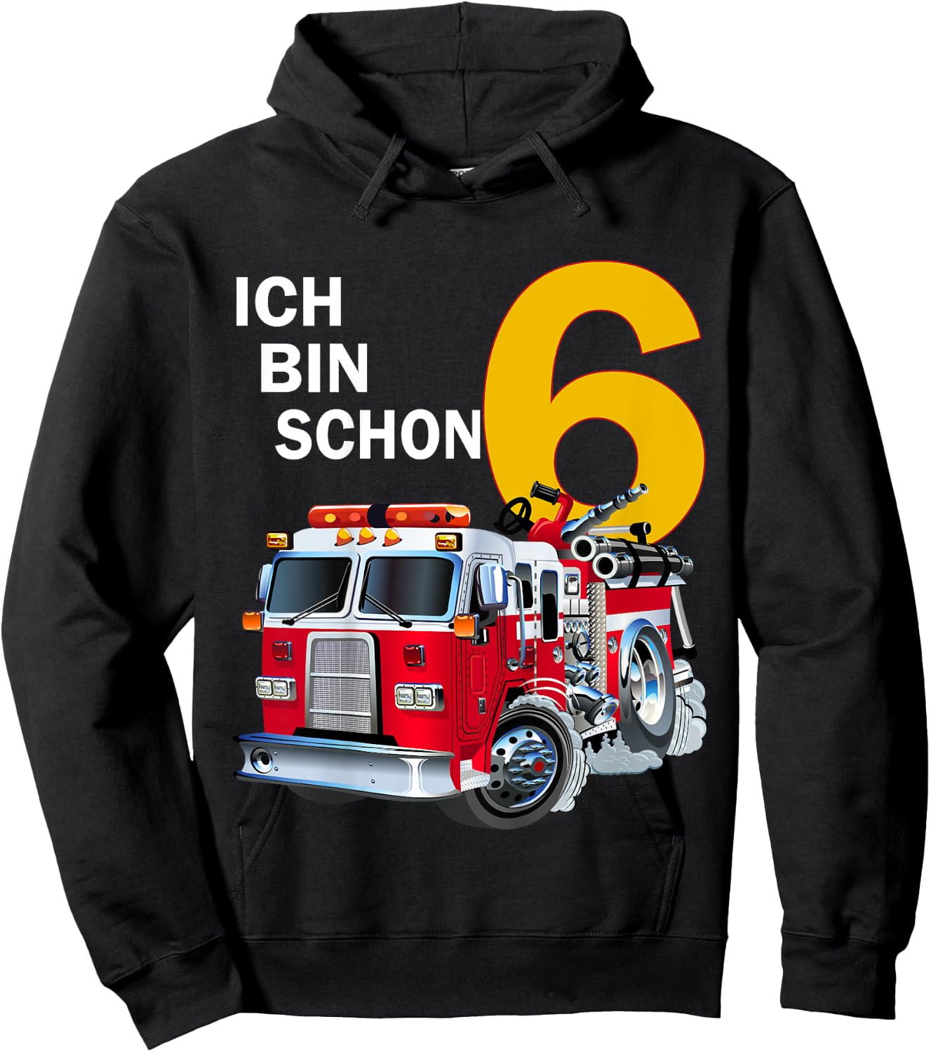 Children's 6th Birthday Boy Gift Outfit Ich Bin Schon 6 , black Hoodie - Hoodie | Black