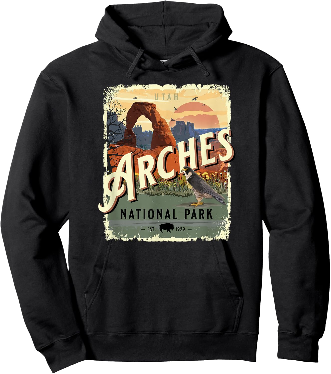 Arches National Park Moab Utah Vintage Travel Souvenir Hoodie - Hoodie | Black