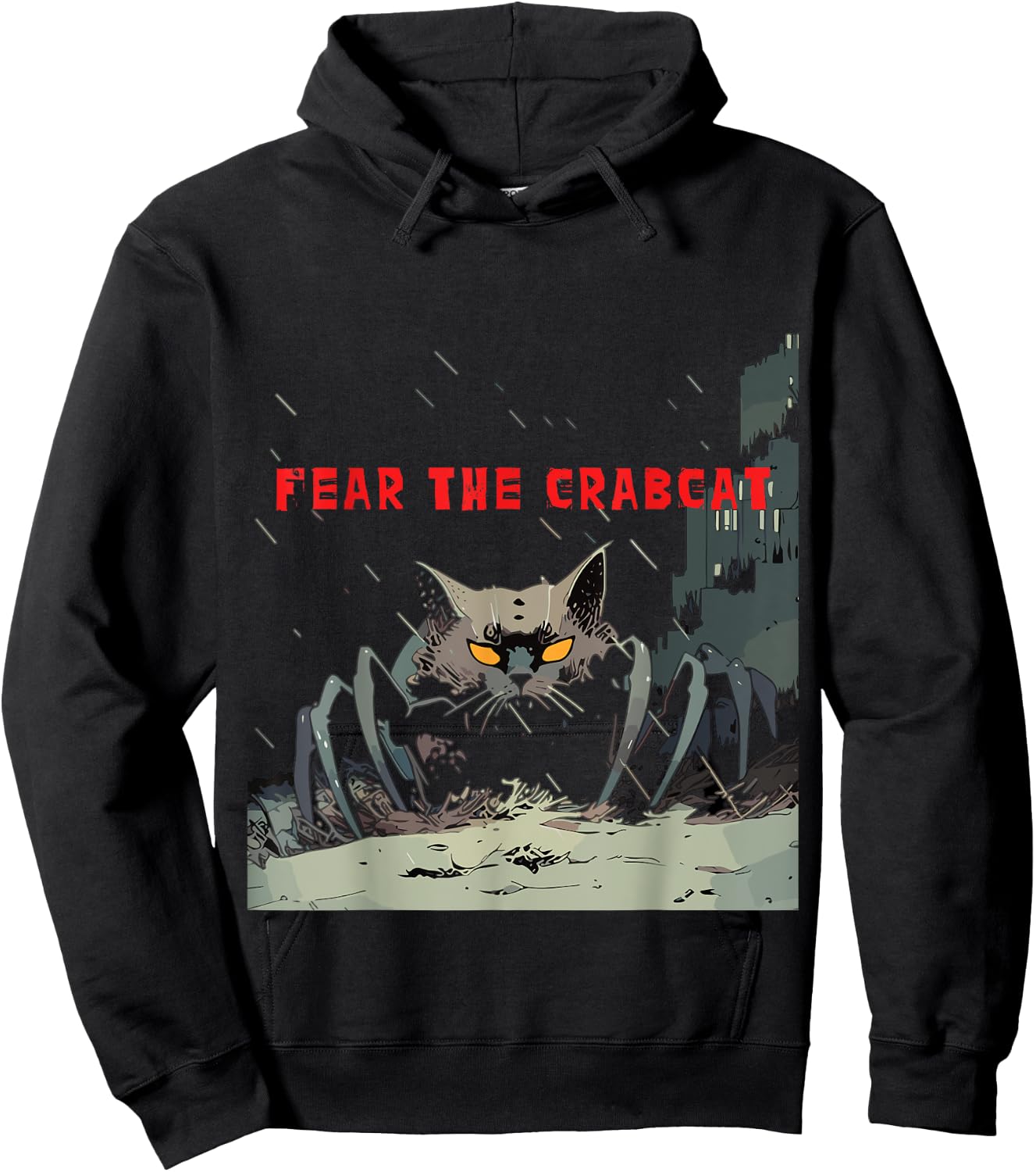 Fear the Crabcat - Funny Crab cat Cryptid Cryptozoology Hoodie - Hoodie | Black