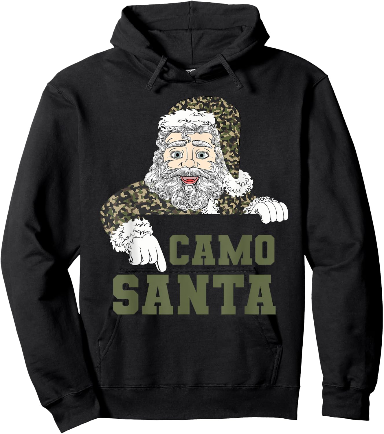 Camoflage Christmas Hunting Santa Camo Military Men Boys Hoodie - Hoodie | Black