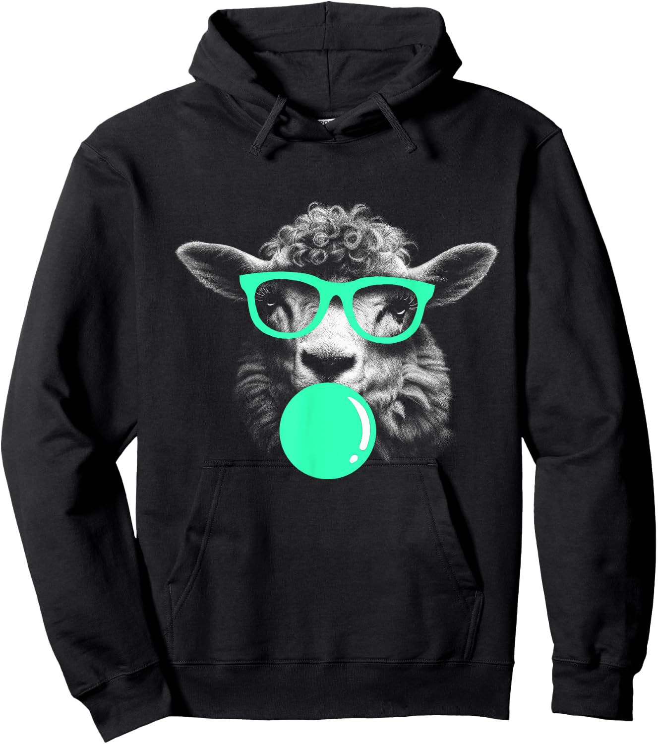 Sheep Funny Sunglasses Chewing Gum Fun cool shaggy green Hoodie - Hoodie | Black