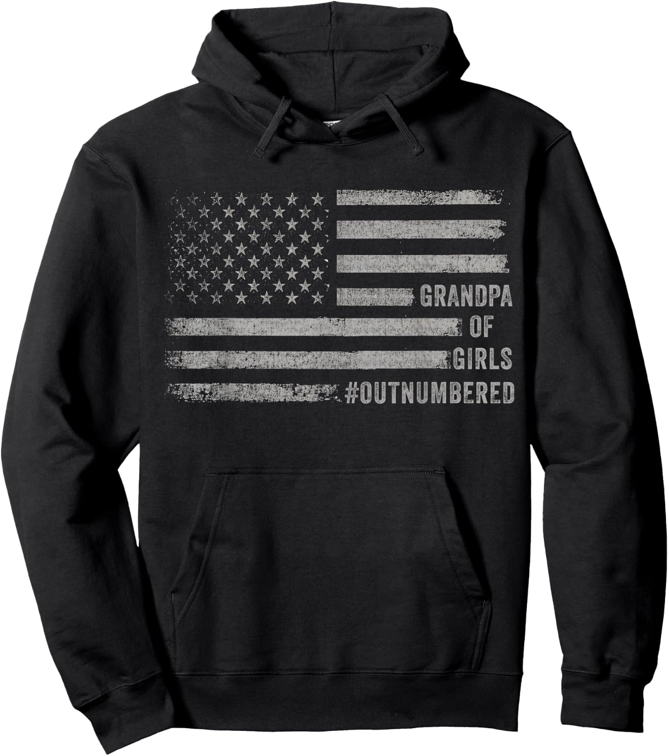 Father's Day Daddy & Grandpa of Girls Outnumbered US Flag Hoodie - Hoodie | Black